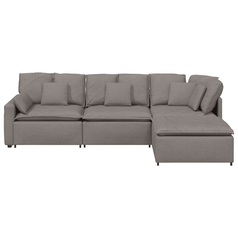 Modulares Sofa mit Fußhocker Kissen Stoff Taupe