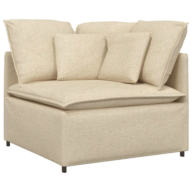 Modulares Sofa mit Fußhocker Kissen Stoff Creme