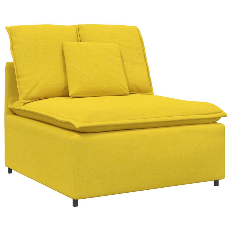Modulares Sofa mit Fußhocker Kissen Stoff Hellgelb