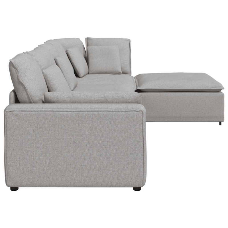 Modulares Sofa mit Fußhocker Kissen Stoff Wolkengrau