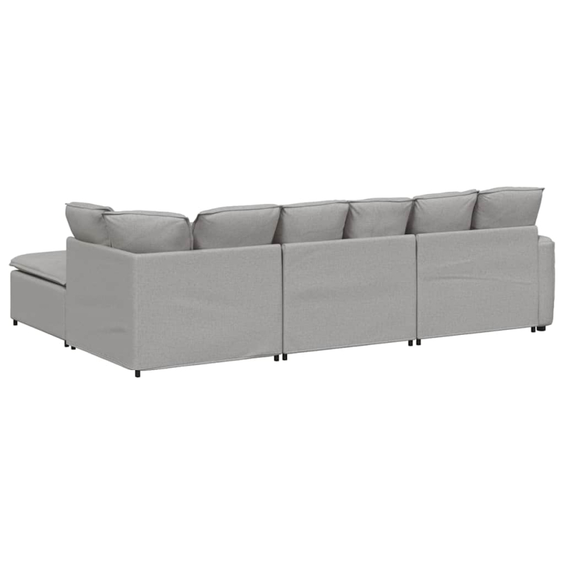 Modulares Sofa mit Fußhocker Kissen Stoff Wolkengrau