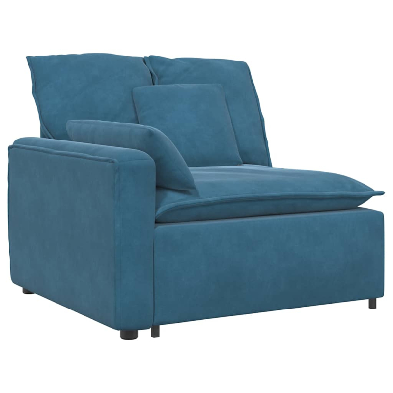 Modulares Sofa mit Fußhocker Kissen Samt Blau
