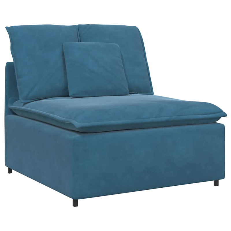 Modulares Sofa mit Fußhocker Kissen Samt Blau