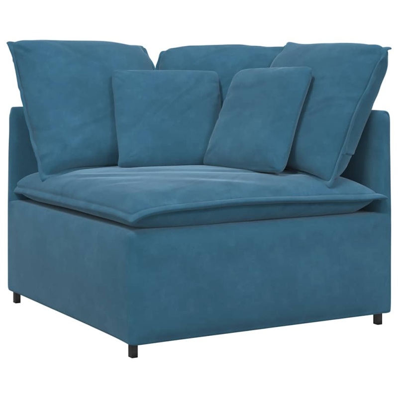 Modulares Sofa mit Fußhocker Kissen Samt Blau
