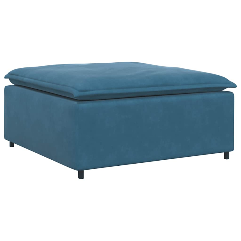 Modulares Sofa mit Fußhocker Kissen Samt Blau
