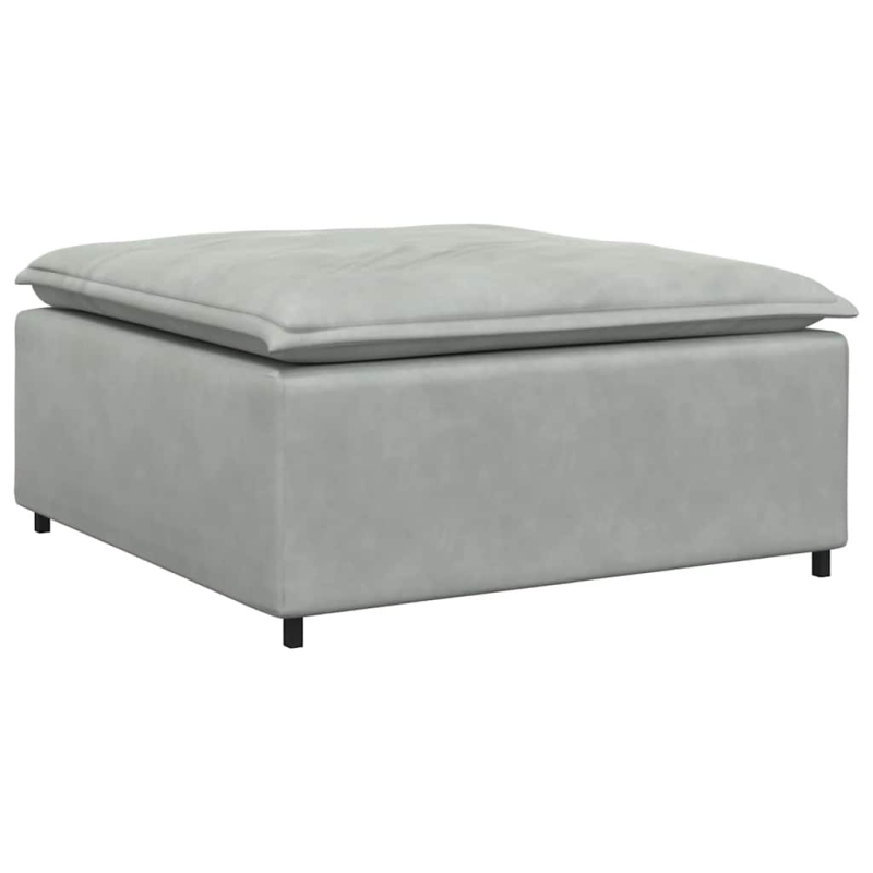 Modulares Sofa mit Fußhocker Kissen Samt Hellgrau