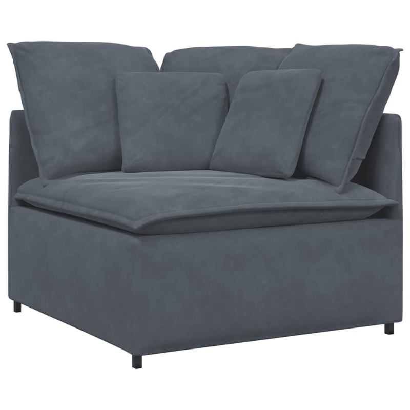 Modulares Sofa mit Fußhocker Kissen Samt Dunkelgrau
