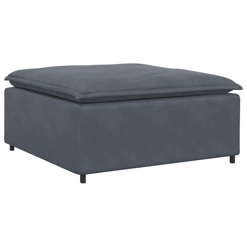Modulares Sofa mit Fußhocker Kissen Samt Dunkelgrau