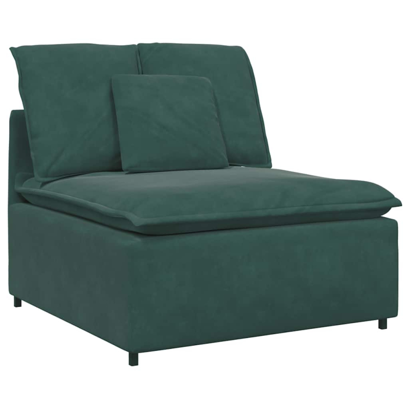 Modulares Sofa mit Fußhocker Kissen Samt Dunkelgrün