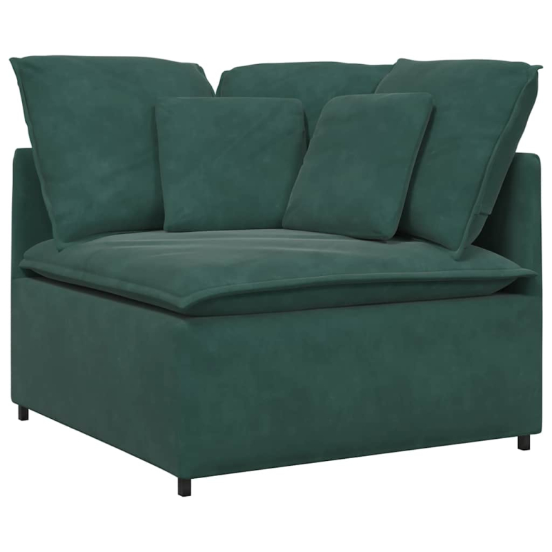 Modulares Sofa mit Fußhocker Kissen Samt Dunkelgrün