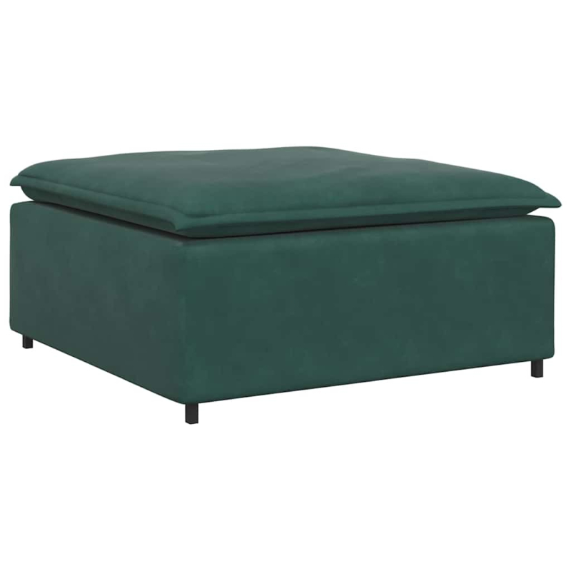 Modulares Sofa mit Fußhocker Kissen Samt Dunkelgrün