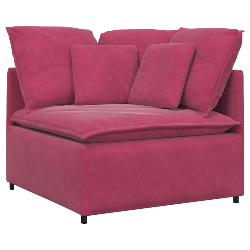 Modulares Sofa mit Fußhocker Kissen Samt Weinrot