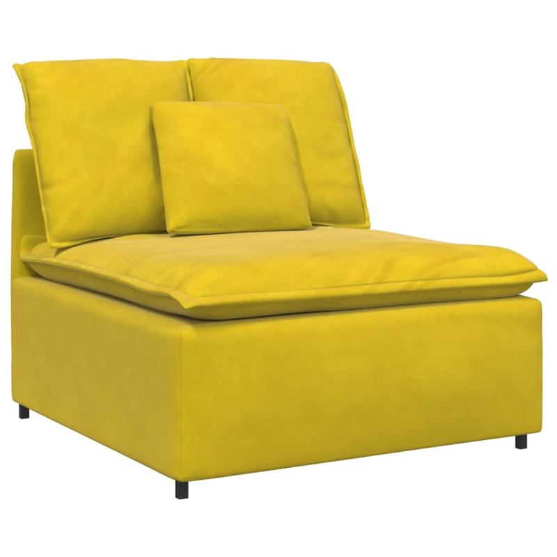 Modulares Sofa mit Fußhocker Kissen Samt Gelb