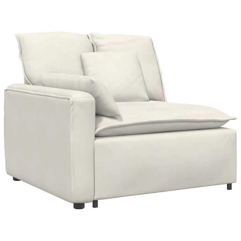 Modulares Sofa mit Fußhocker Kissen Samt Cream