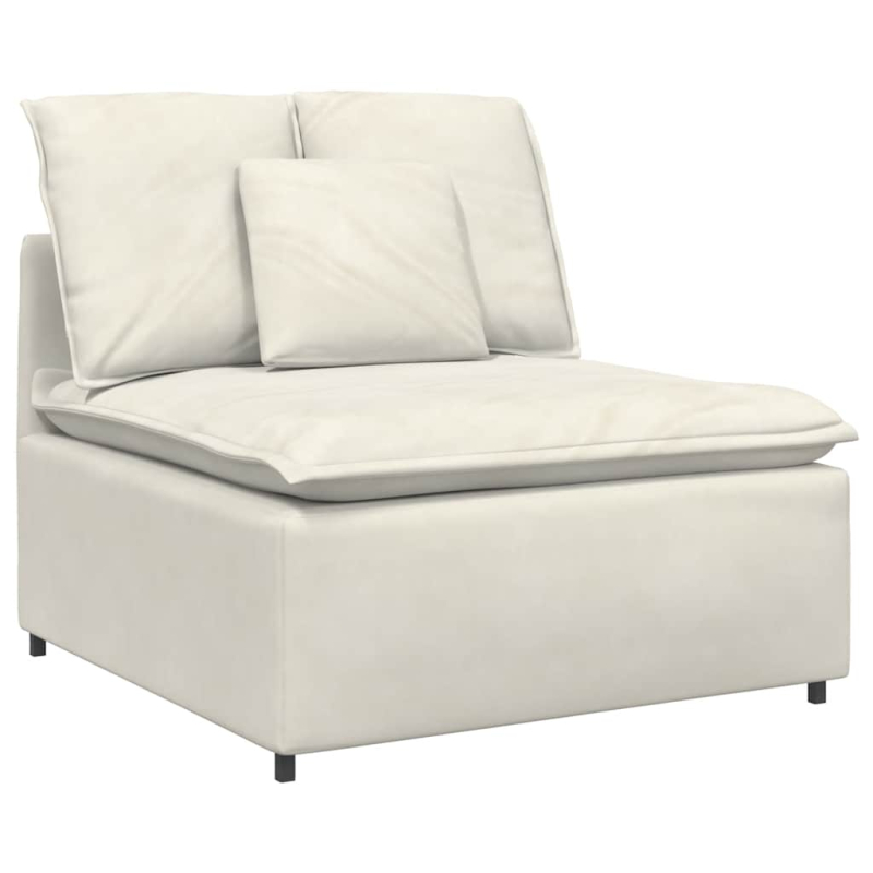 Modulares Sofa mit Fußhocker Kissen Samt Cream