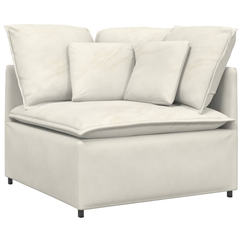 Modulares Sofa mit Fußhocker Kissen Samt Cream