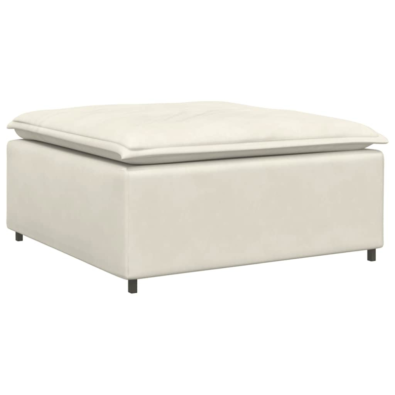 Modulares Sofa mit Fußhocker Kissen Samt Cream