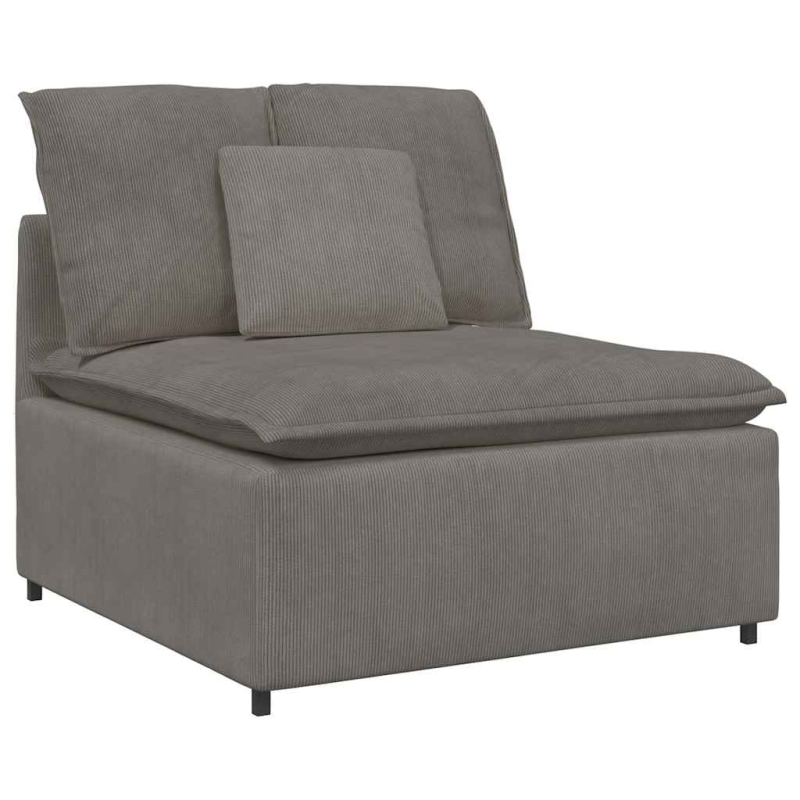 Modulares Sofa mit Fußhocker Kissen Cordstoff Hellgrau