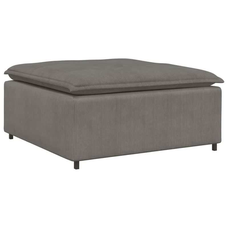 Modulares Sofa mit Fußhocker Kissen Cordstoff Hellgrau
