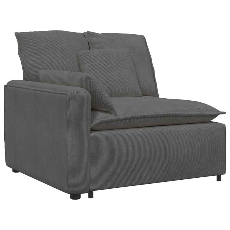 Modulares Sofa mit Fußhocker Kissen Cordstoff Dunkelgrau