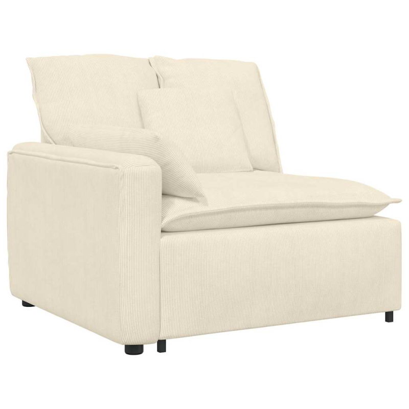 Modulares Sofa mit Fußhocker Kissen Cordstoff Creme