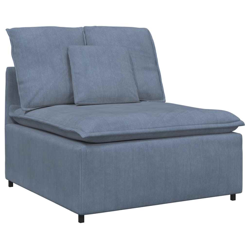 Modulares Sofa mit Fußhocker Kissen Cordstoff Blau