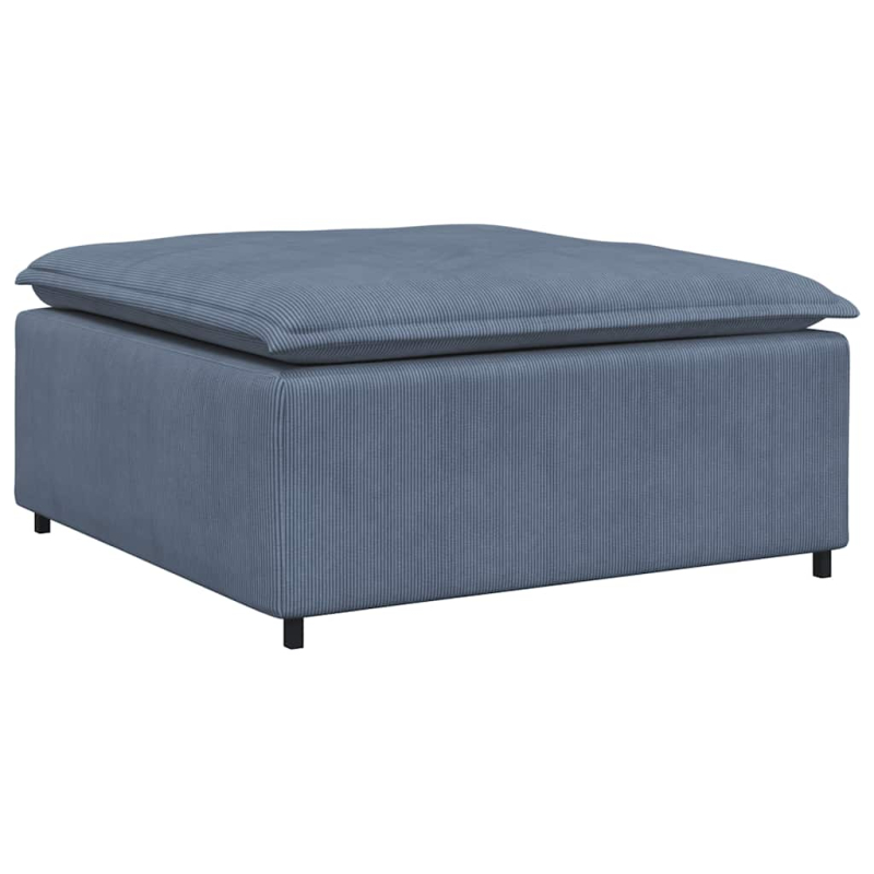 Modulares Sofa mit Fußhocker Kissen Cordstoff Blau