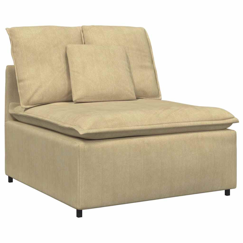 Modulares Sofa mit Fußhocker Kissen Cordstoff Hellgrün Grau