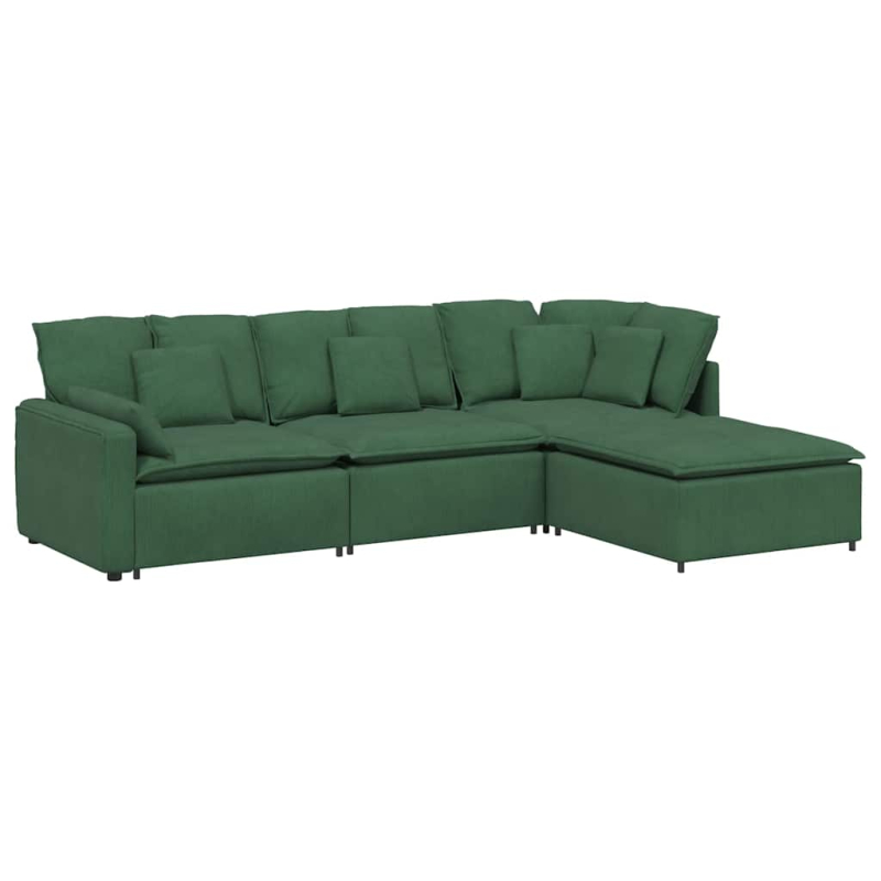 Modulares Sofa mit Fußhocker Kissen Cordstoff Dschungelgrün