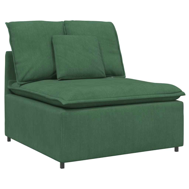 Modulares Sofa mit Fußhocker Kissen Cordstoff Dschungelgrün