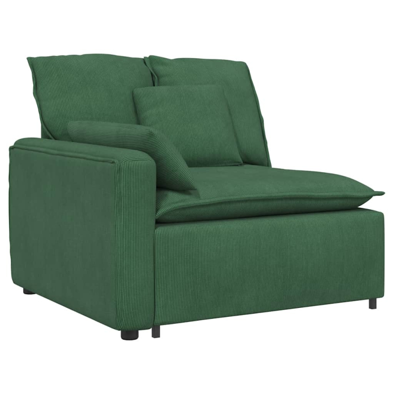 Modulares Sofa mit Fußhocker Kissen Cordstoff Dschungelgrün