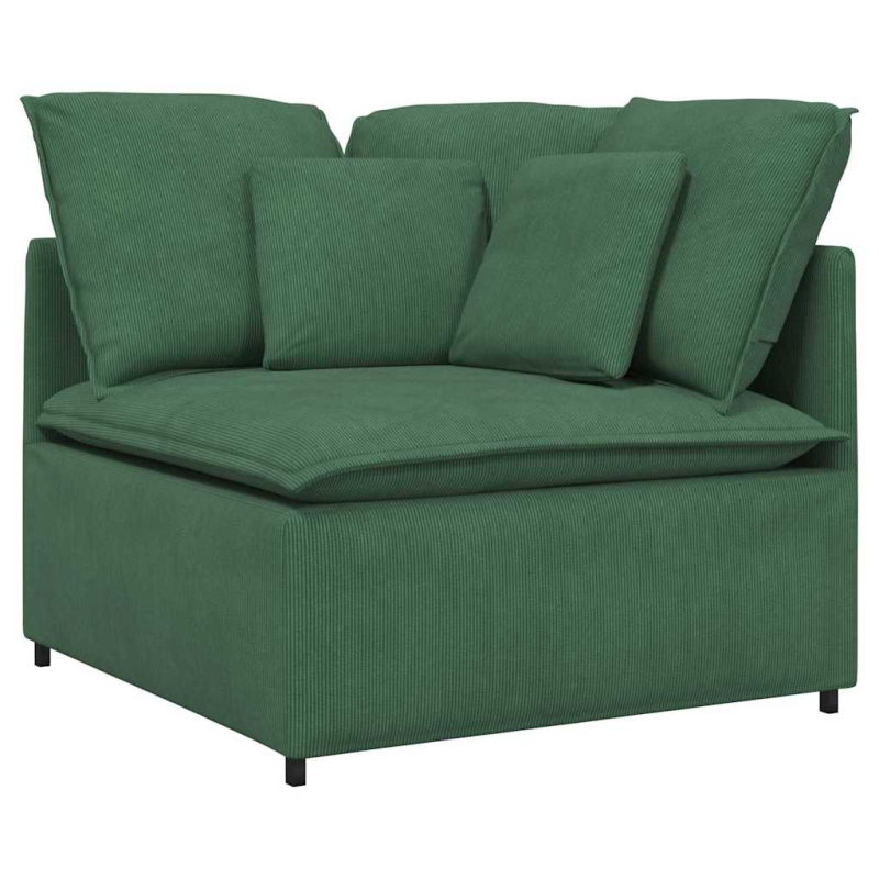 Modulares Sofa mit Fußhocker Kissen Cordstoff Dschungelgrün