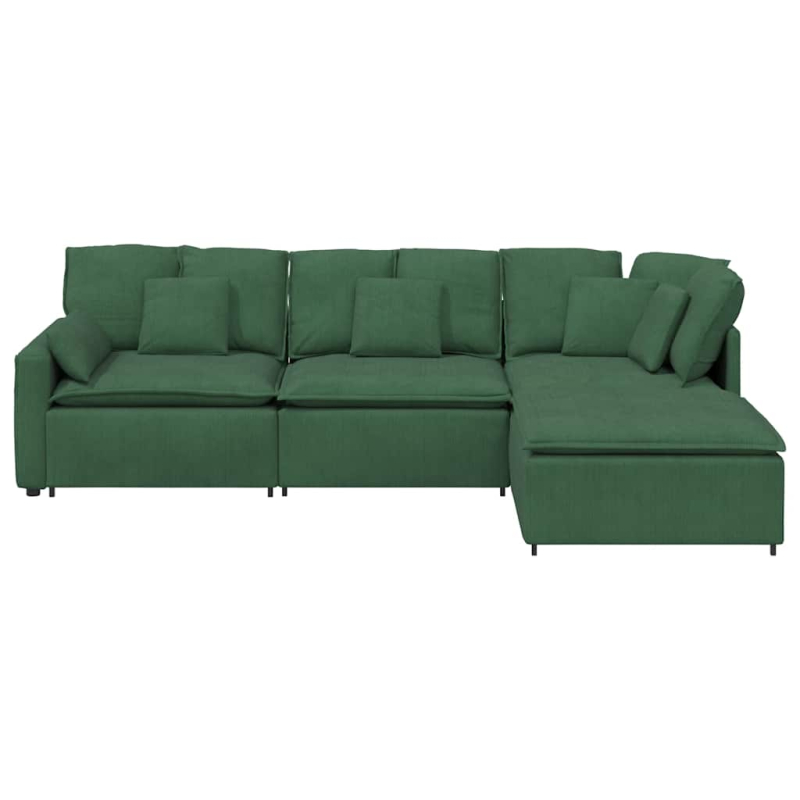 Modulares Sofa mit Fußhocker Kissen Cordstoff Dschungelgrün