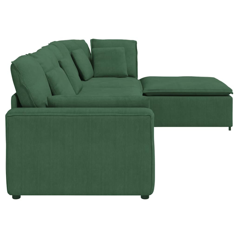 Modulares Sofa mit Fußhocker Kissen Cordstoff Dschungelgrün