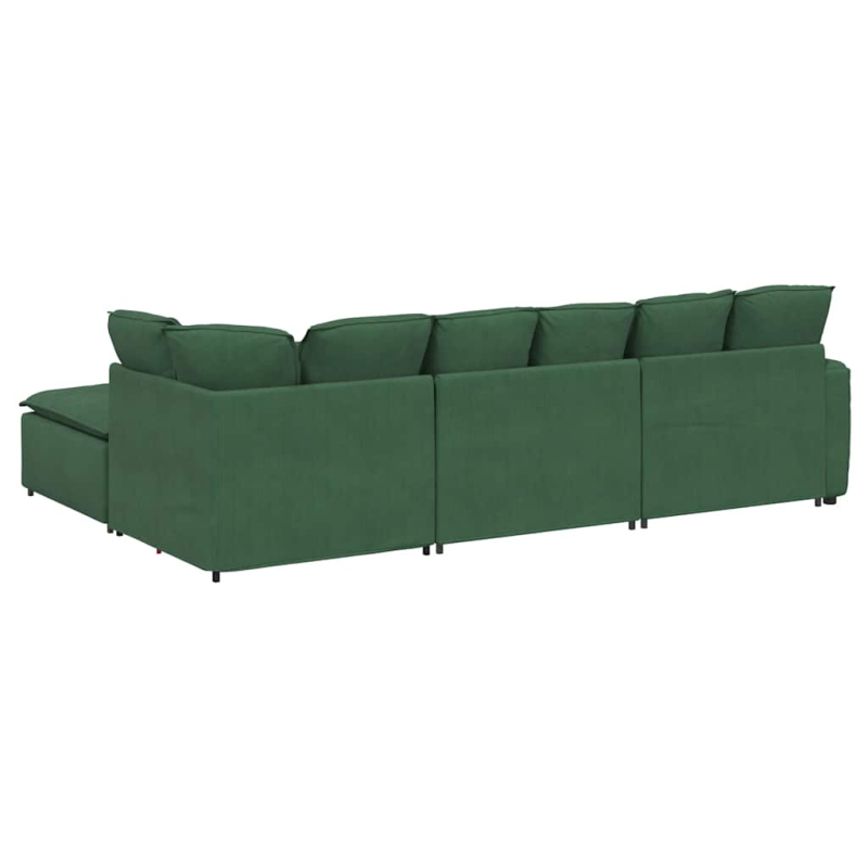 Modulares Sofa mit Fußhocker Kissen Cordstoff Dschungelgrün