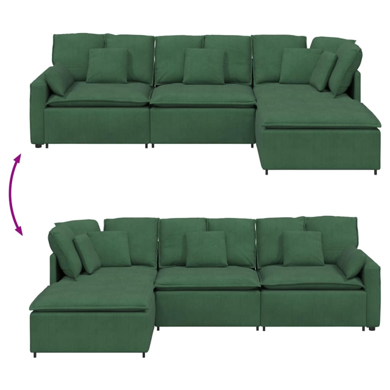 Modulares Sofa mit Fußhocker Kissen Cordstoff Dschungelgrün