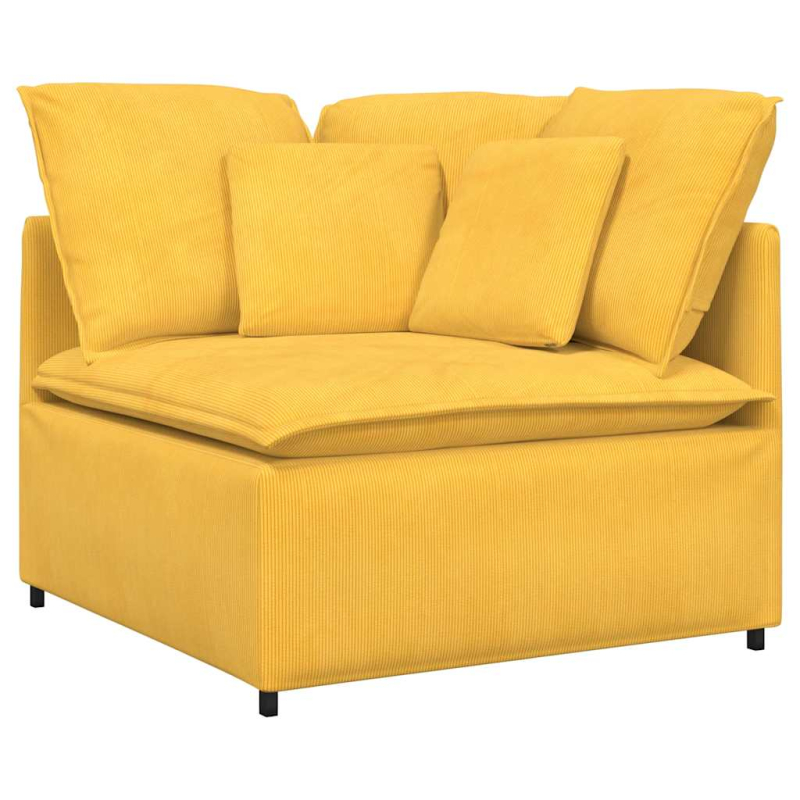 Modulares Sofa mit Fußhocker Kissen Cordstoff Hellgelb