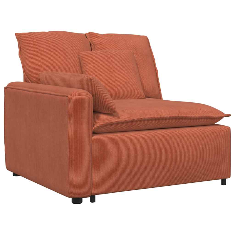 Modulares Sofa mit Fußhocker Kissen Cordstoff Rot Orange