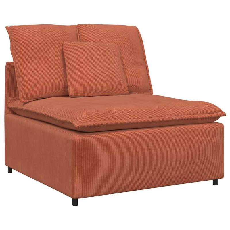 Modulares Sofa mit Fußhocker Kissen Cordstoff Rot Orange