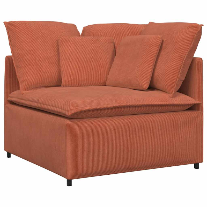 Modulares Sofa mit Fußhocker Kissen Cordstoff Rot Orange