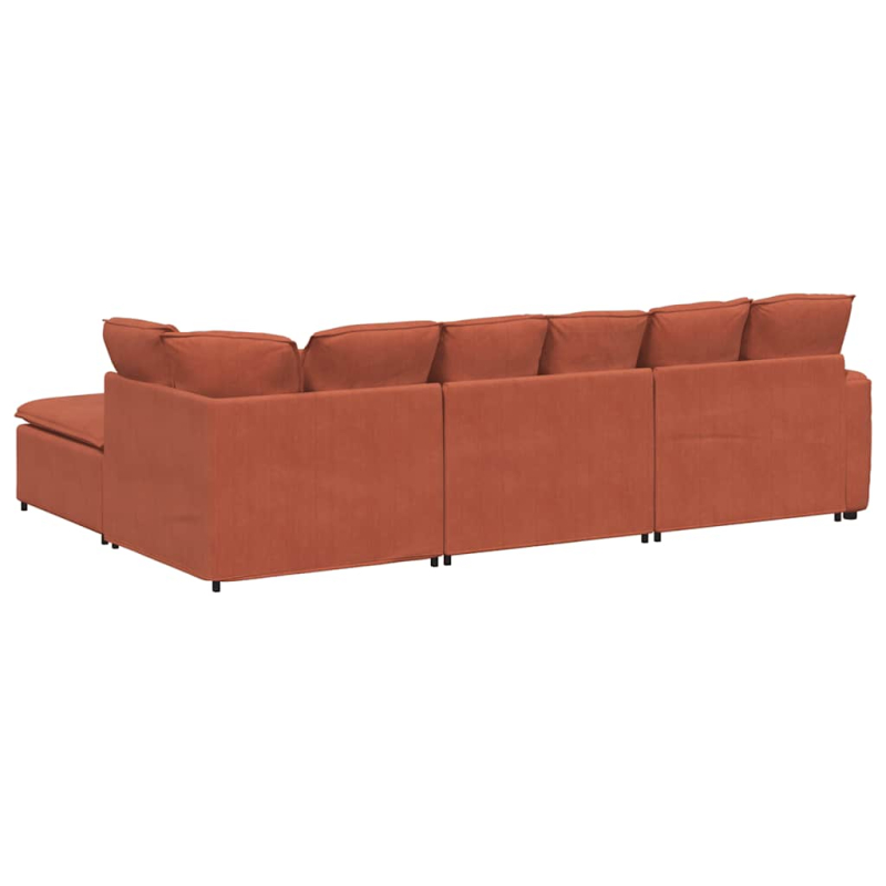 Modulares Sofa mit Fußhocker Kissen Cordstoff Rot Orange