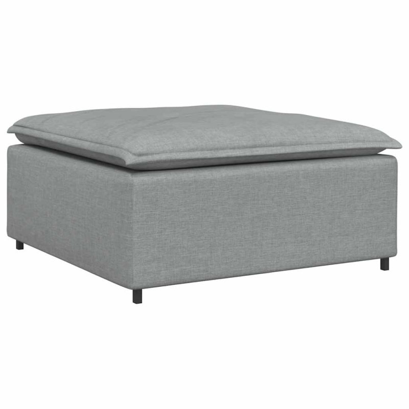 Modulares Sofa mit Fußhocker Kissen Stoff Hellgrau