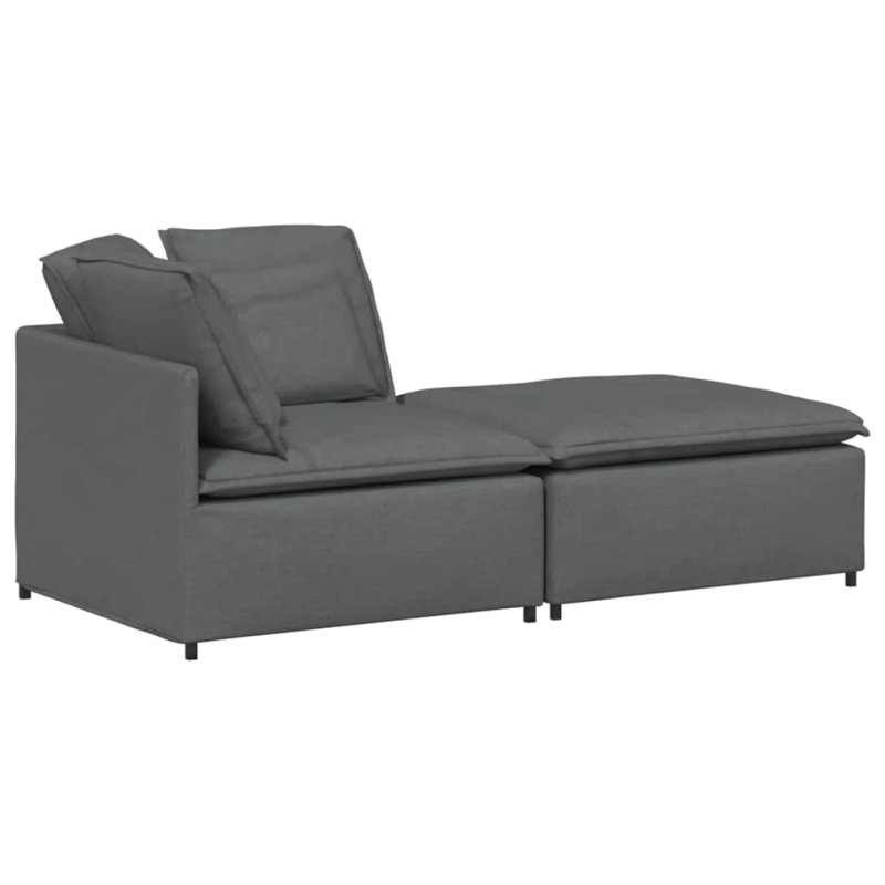 Modulares Sofa mit Fußhocker Kissen Stoff Dunkelgrau