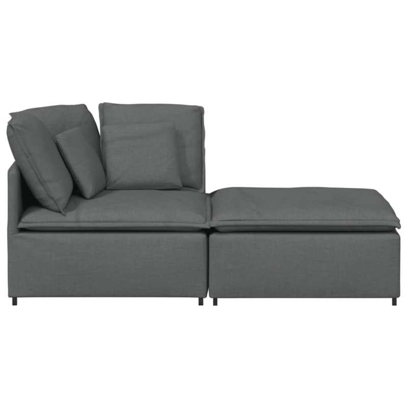 Modulares Sofa mit Fußhocker Kissen Stoff Dunkelgrau