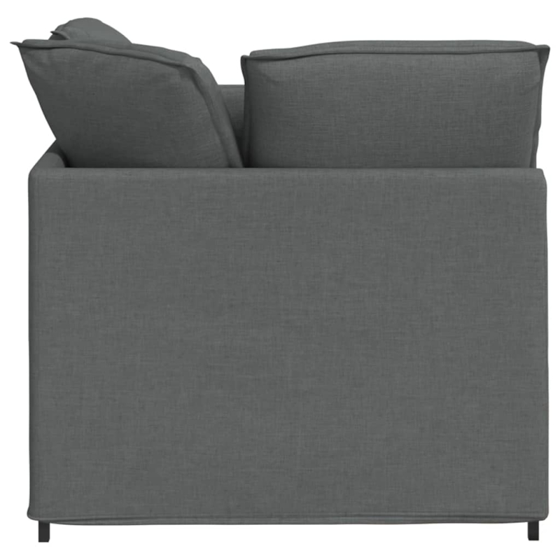 Modulares Sofa mit Fußhocker Kissen Stoff Dunkelgrau