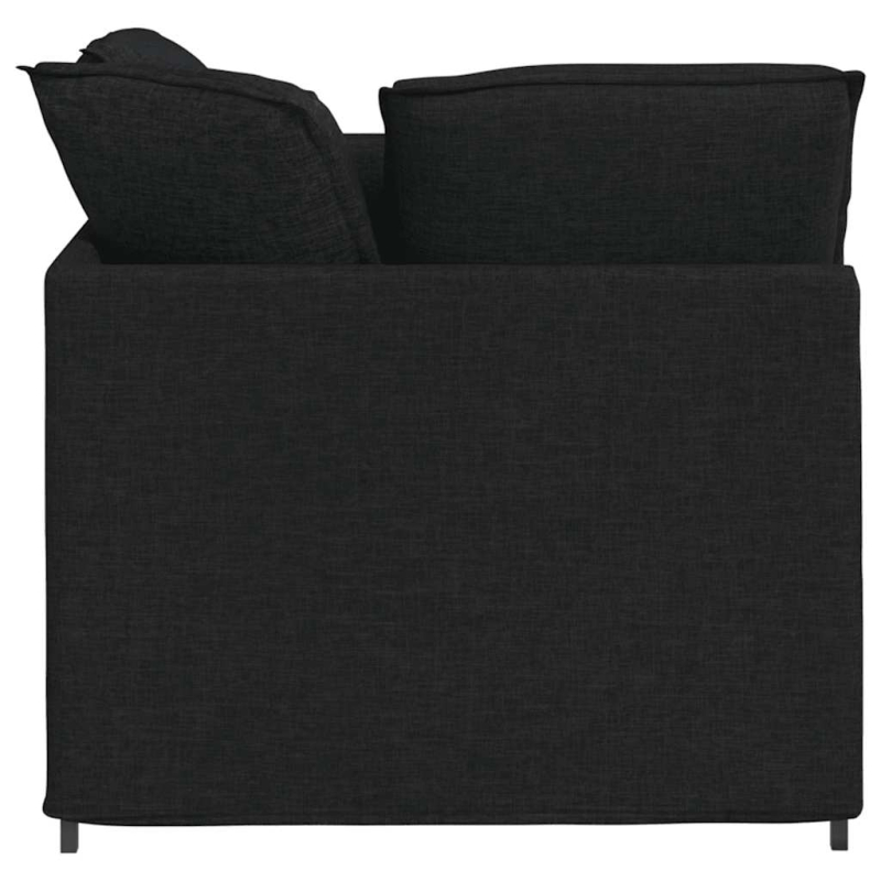 Modulares Sofa mit Fußhocker Kissen Stoff Schwarz