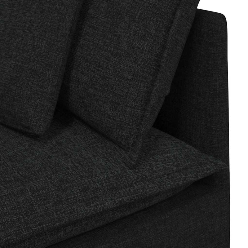Modulares Sofa mit Fußhocker Kissen Stoff Schwarz