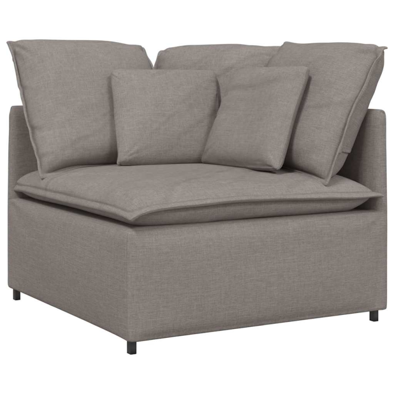 Modulares Sofa mit Fußhocker Kissen Stoff Taupe