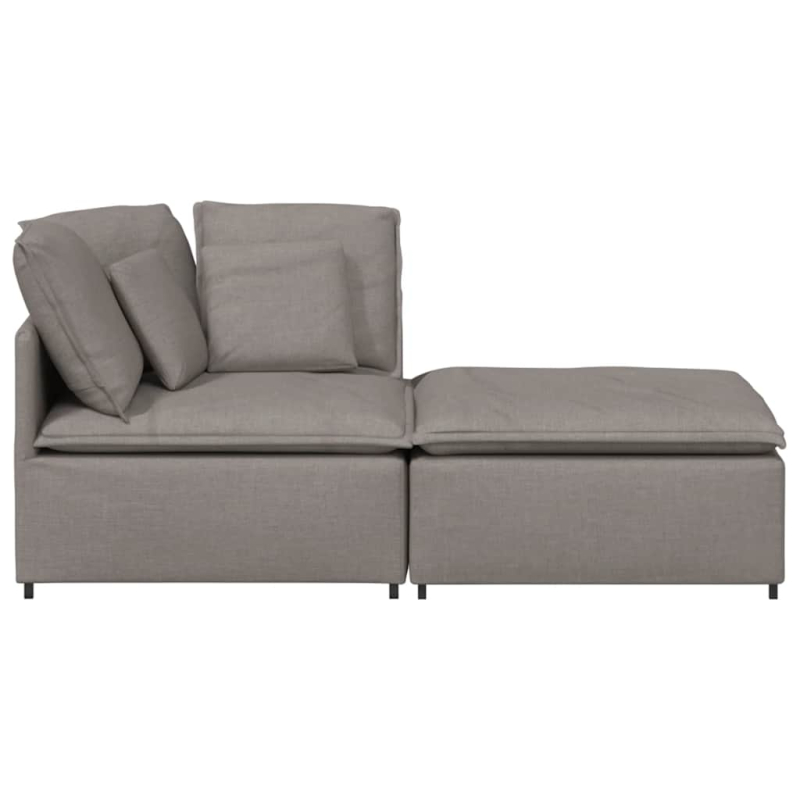 Modulares Sofa mit Fußhocker Kissen Stoff Taupe