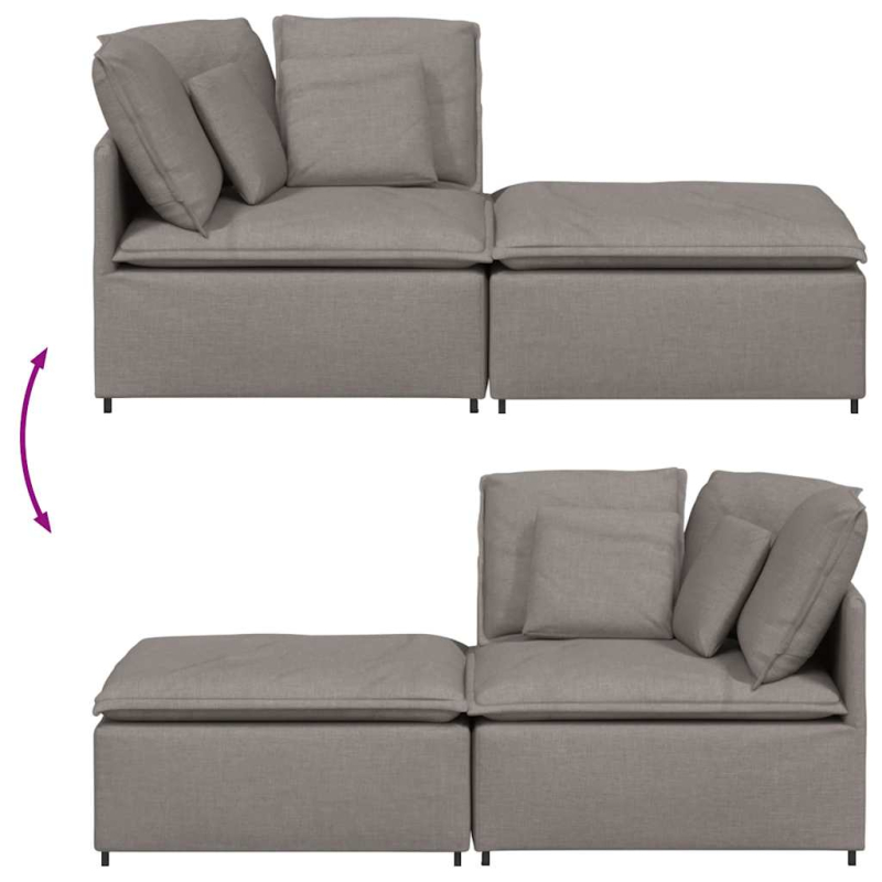Modulares Sofa mit Fußhocker Kissen Stoff Taupe